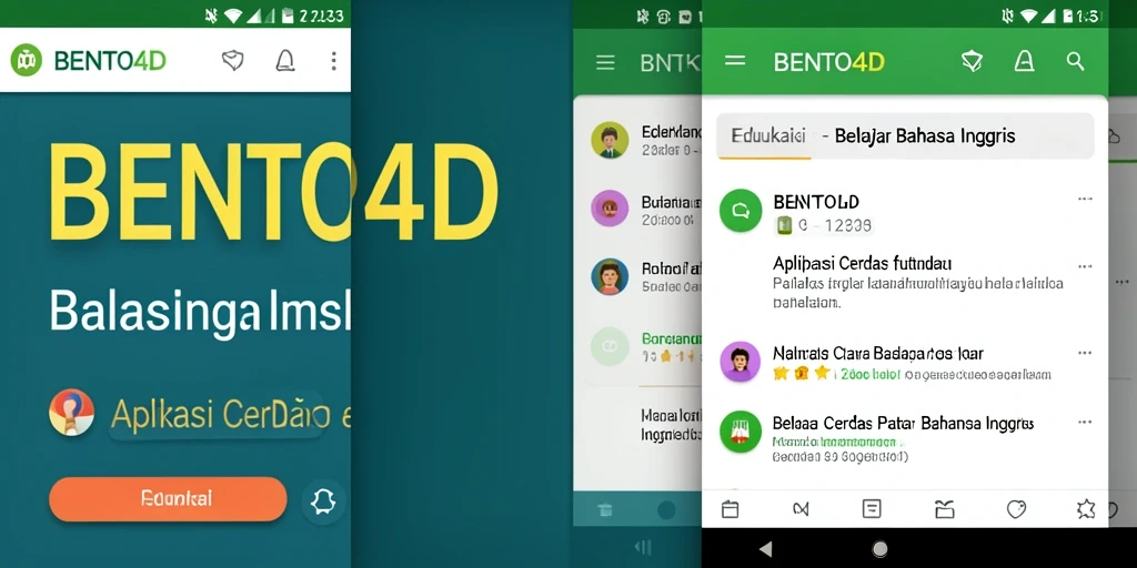 Antarmuka BENTO4D yang menarik dan mudah digunakan untuk belajar bahasa Inggris.