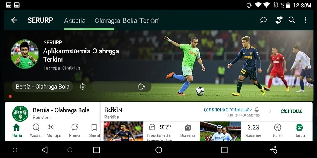 Antarmuka pengguna SERURP untuk berita olahraga bola yang menarik.