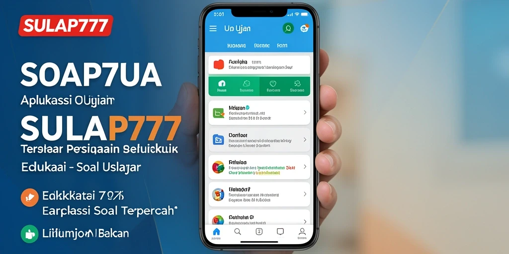Antarmuka aplikasi SULAP777 untuk persiapan ujian yang interaktif.